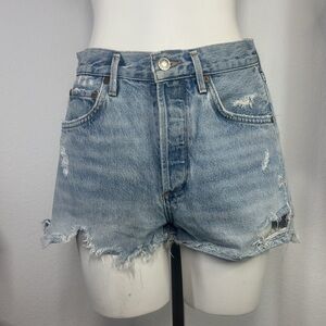 Agolde Jaden  High Rise Distressed Cutoff button fly Denim Shorts size 26